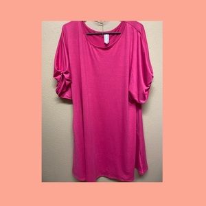 Pink short sleeve cotton dress